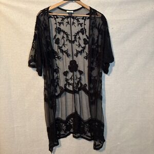 David & Young Black Lace Kimono L/XL Gothic Fairy Witchy Whimsigoth Fairy Long